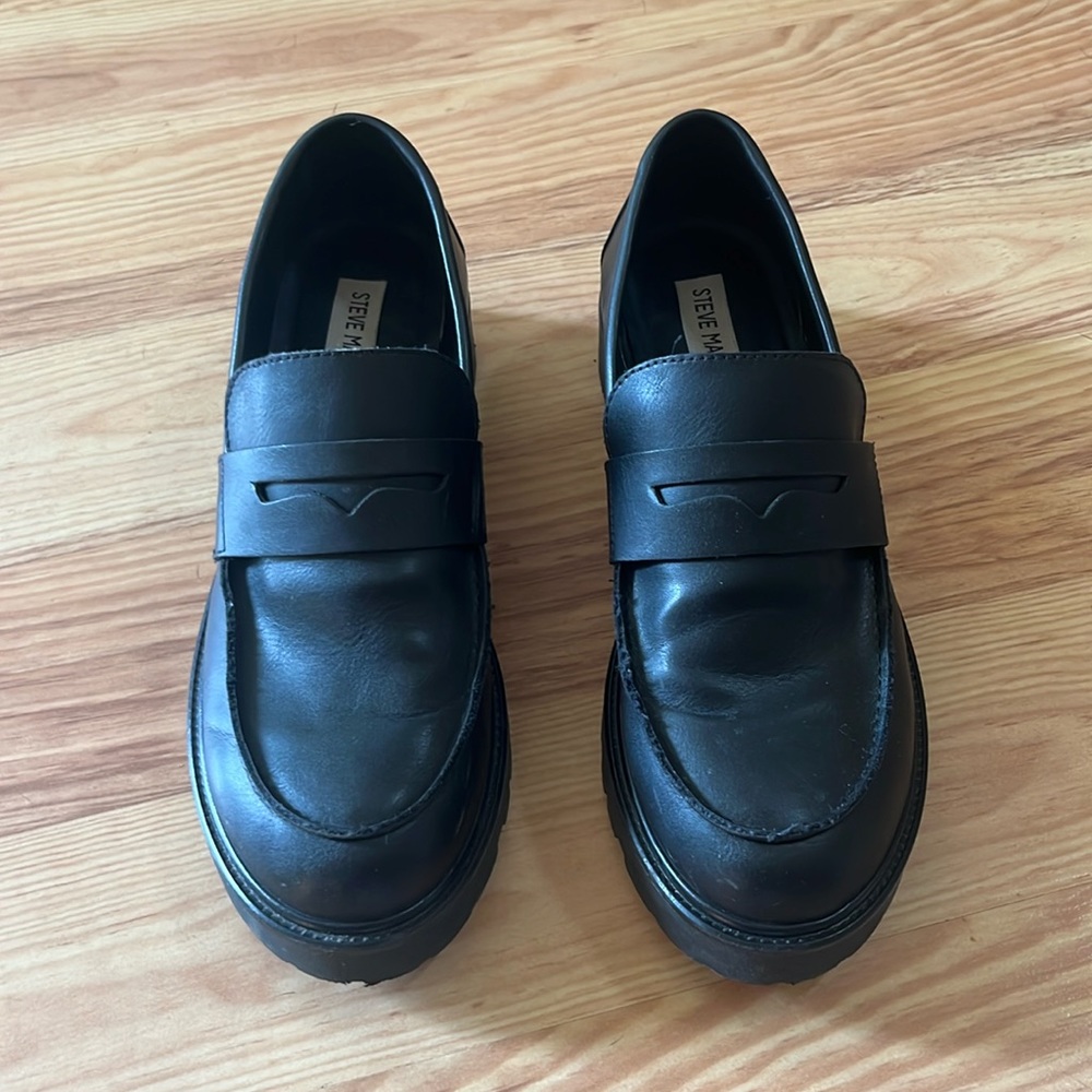 Steve Madden Black Leather Loafers